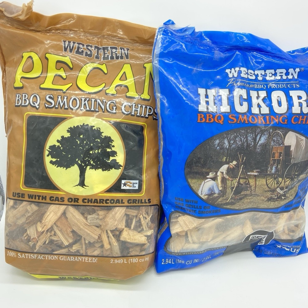 Western‎ Premium BBQ Pecan/ Hickory Smoking Chips Lot NEW 2.94L Grill Smoker